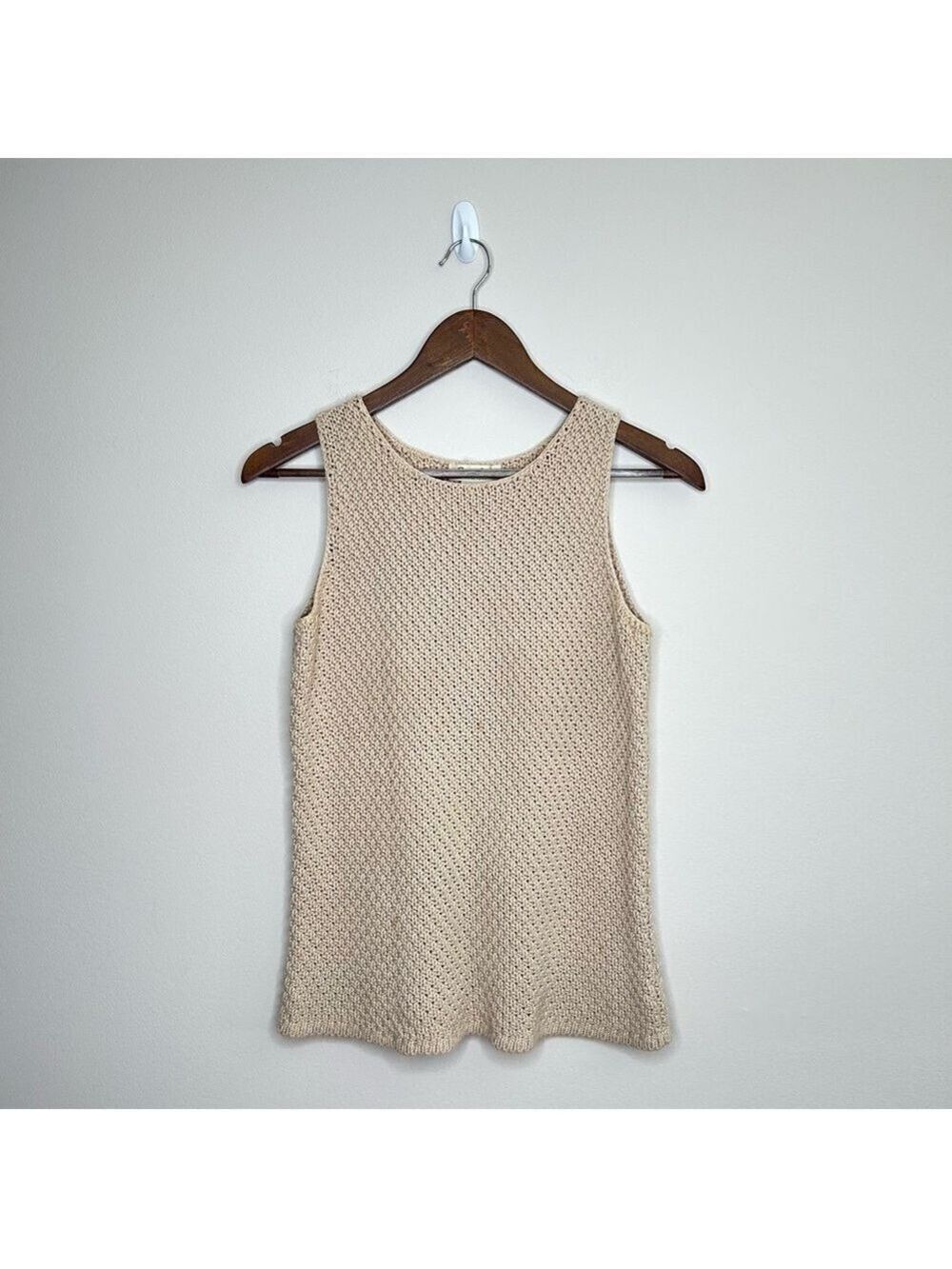 Eddie Bauer Sweater Vest Beige Tan Small Cotton Knit